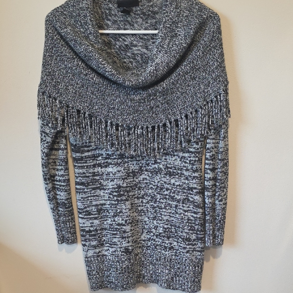 Allison Brittney Black and White Cowl Neck Sweater